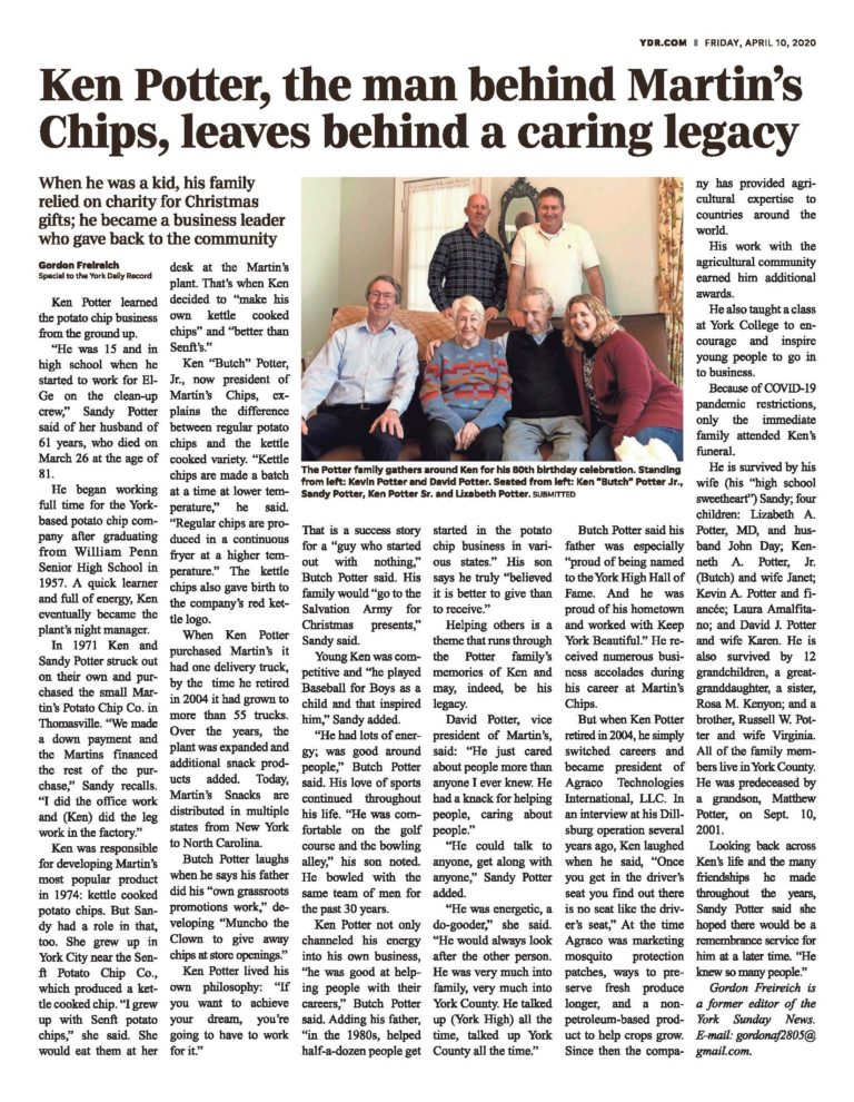 2020 Newspaper Article Martin s Snacks